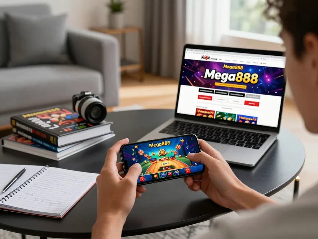 Experience the thrill of download mega888 on your smartphone in a cozy home setting