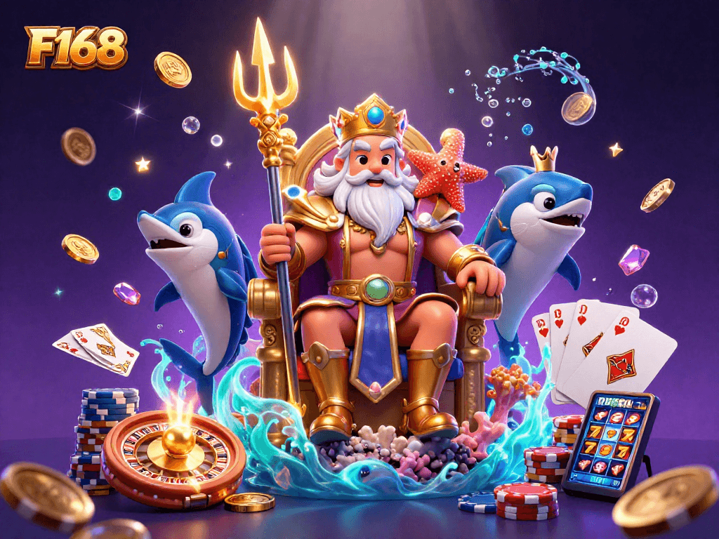 Experience the thrill of F168 with dynamic casino elements and vibrant characters in 3D!