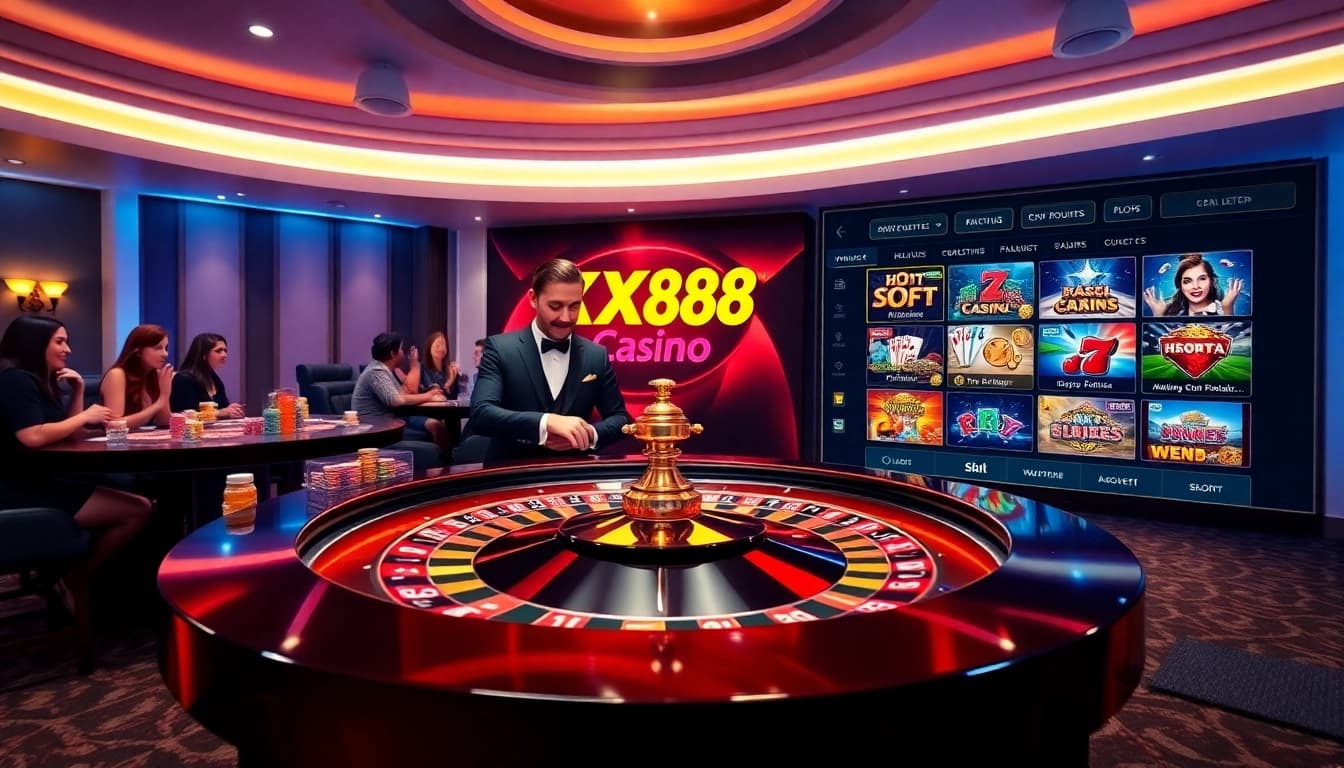 Engaging casino experience at https://xx88.contractors/ featuring roulette, chips, and excited players.