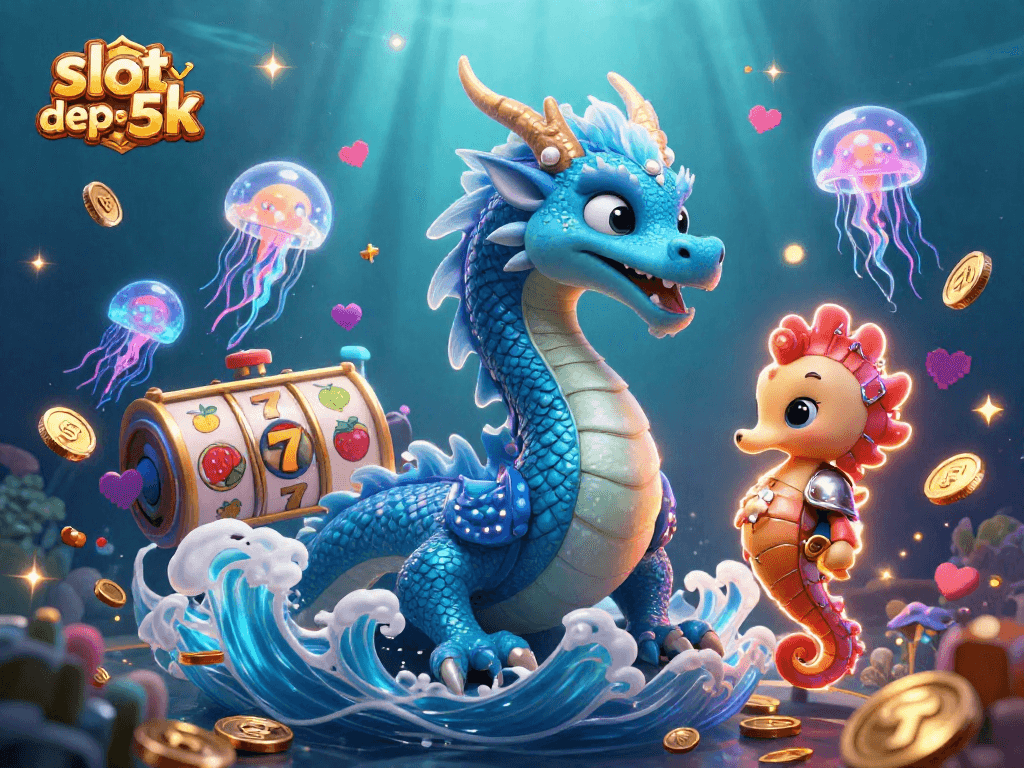 Spin into excitement with slot deposit 5k as vibrant casino elements surround majestic aquatic characters.