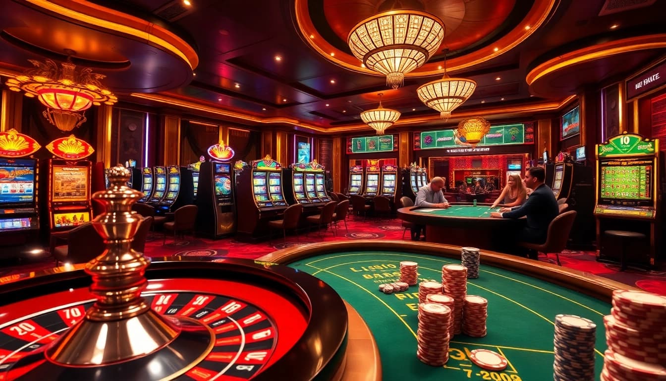 Engaged players at a luxurious casino showcasing thrilling moments, addressing shbet lừa đảo không? concerns.
