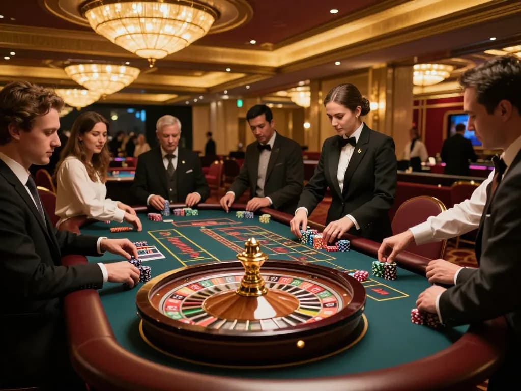 Players experiencing the thrill at uk88 com roulette table, showcasing vibrant casino atmosphere