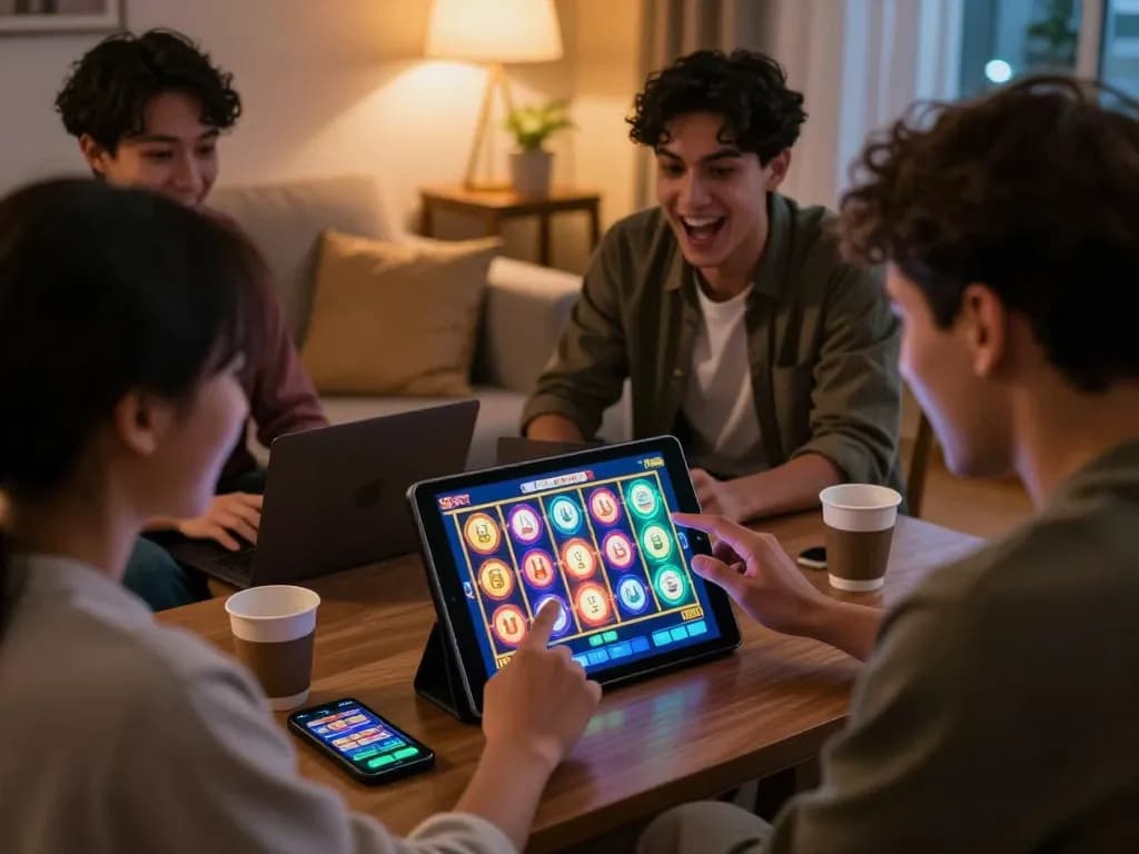 Momen putaran menarik dalam Slot Demo PG Soft Lengkap yang ditampilkan di tablet di rumah.