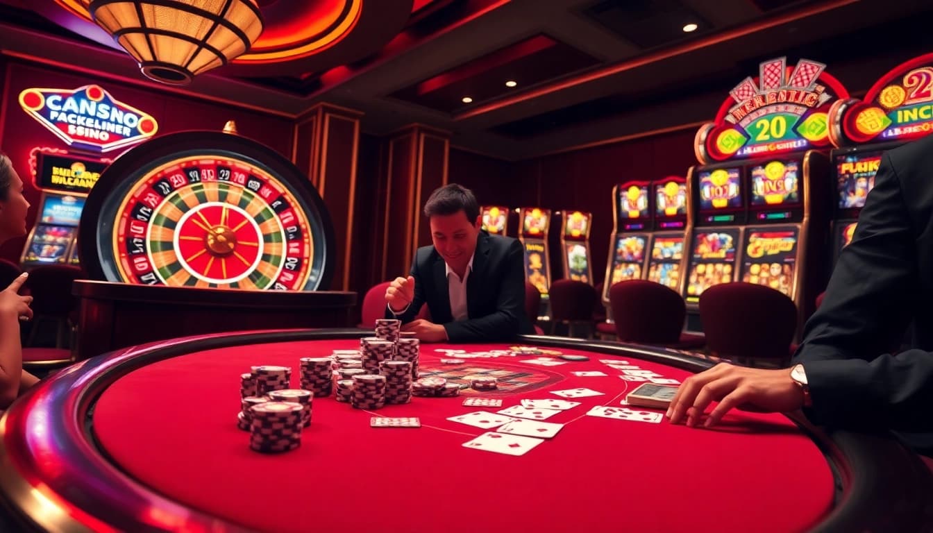 Experience the thrill of betting at Jun88 casino with vibrant tables and slot machines.