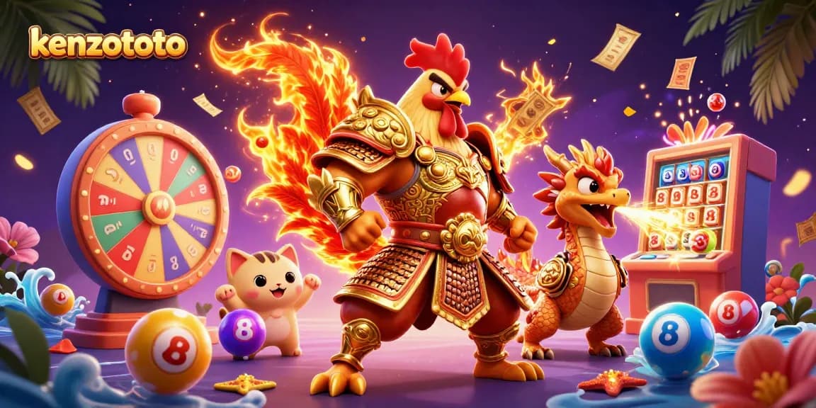 Join the excitement with kenzototo's vibrant lottery action, featuring dynamic characters and colorful elements.