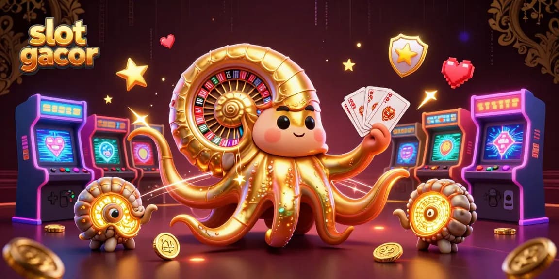Mencoba slot gacor dalam permainan kasino dengan karakter nautilus raksasa dan elemen slot yang bersinar
