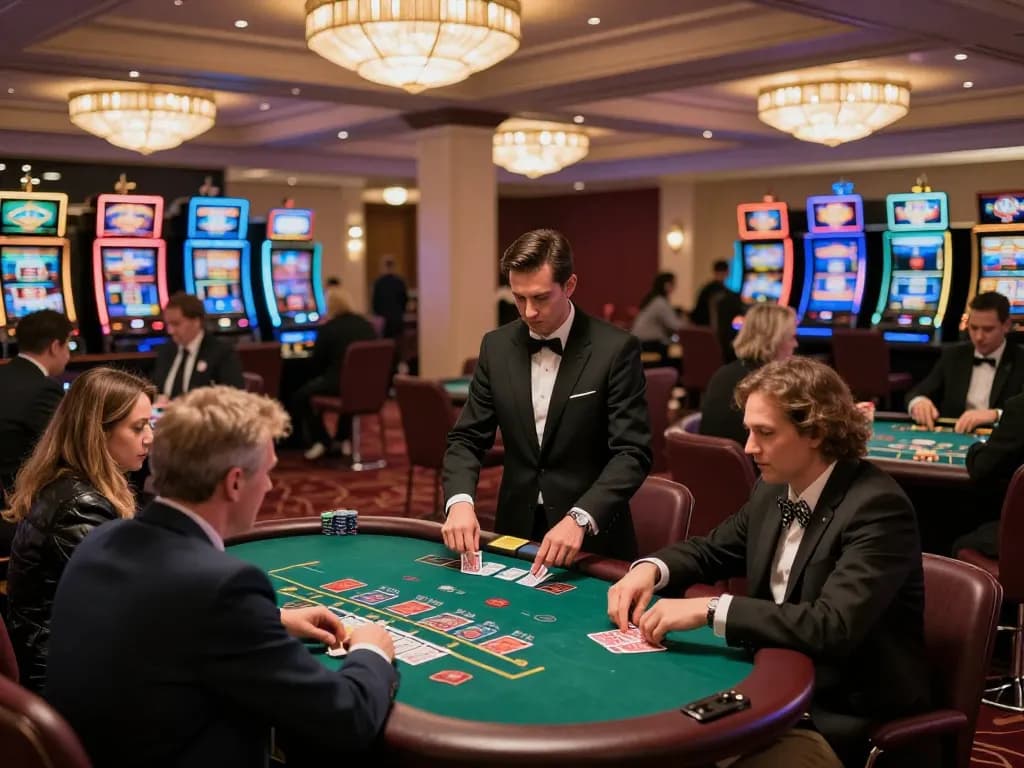 uu88 players placing strategic bets at a luxurious blackjack table in an upscale casino setting