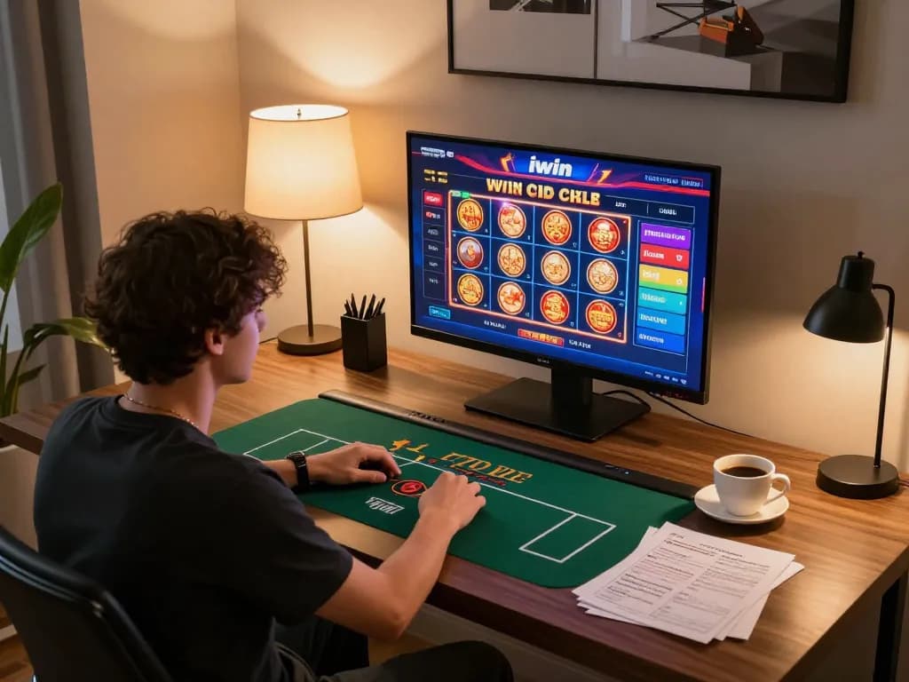 Engaging gaming experience on iwin club platform with colorful slots and poker graphics.