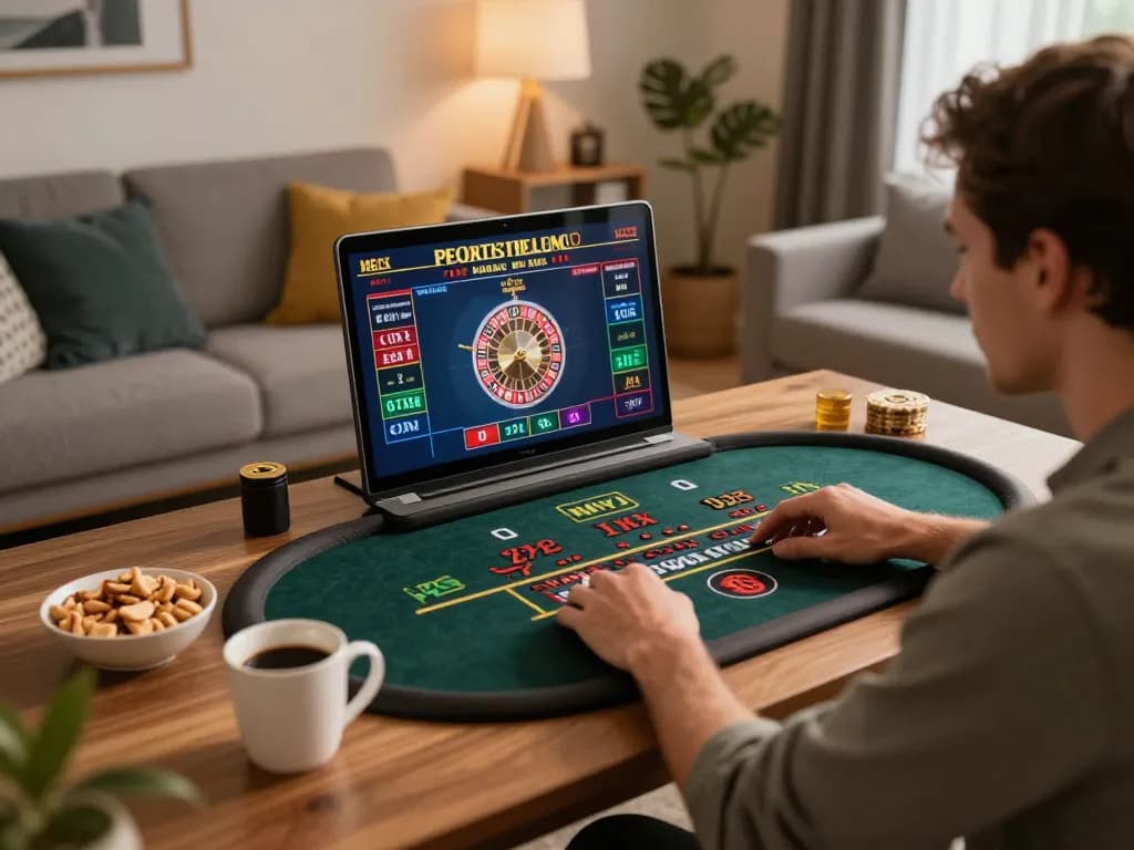 Pemain DASI4D terlibat dengan permainan roulette dealer langsung di laptop, mewakili strategi permainan online.