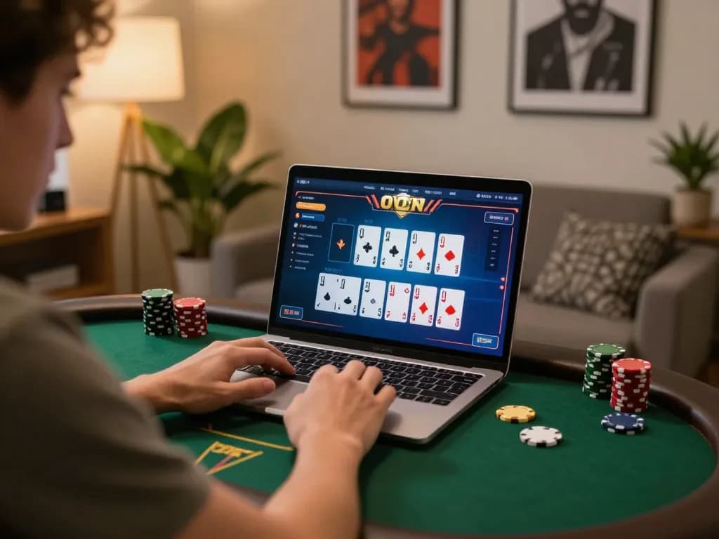 Pemain terlibat dalam pengalaman permainan poker online di platform aman788 dengan antarmuka yang menarik.