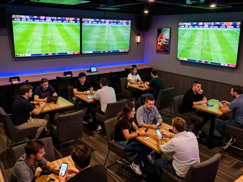 Sports fans engaging in strategic betting on Nowgoal while watching live football matches