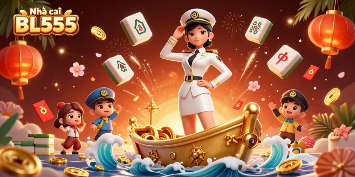 Experience thrilling games at Nhà cái BL555 with golden ship and vibrant casino elements.