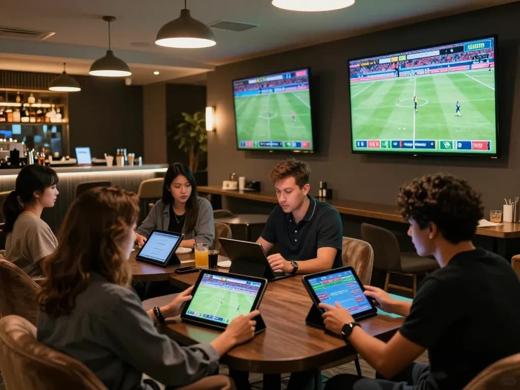 Exciting sports betting experience at cm88 with patrons actively engaging in live match analysis and placing bets.