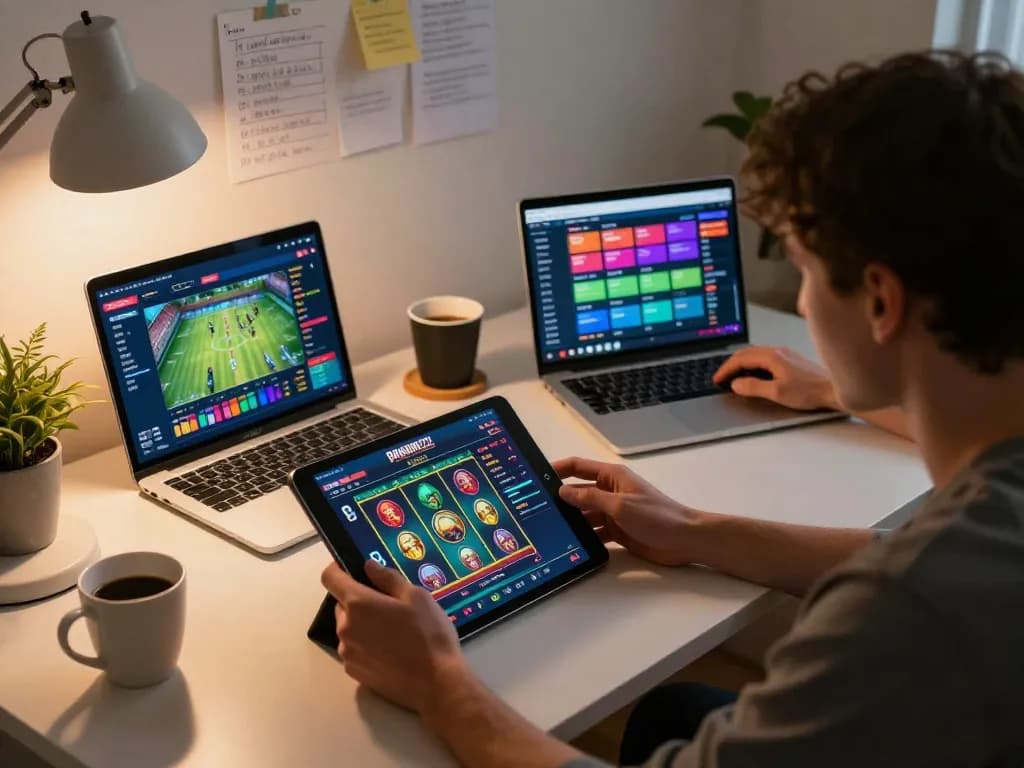 Engaging online gambling experience with DRAGON222 displayed on tablet in a cozy home environment.