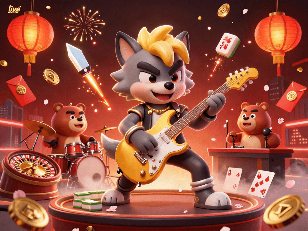 Engage with the thrilling live casino experience featuring vibrant characters in action.