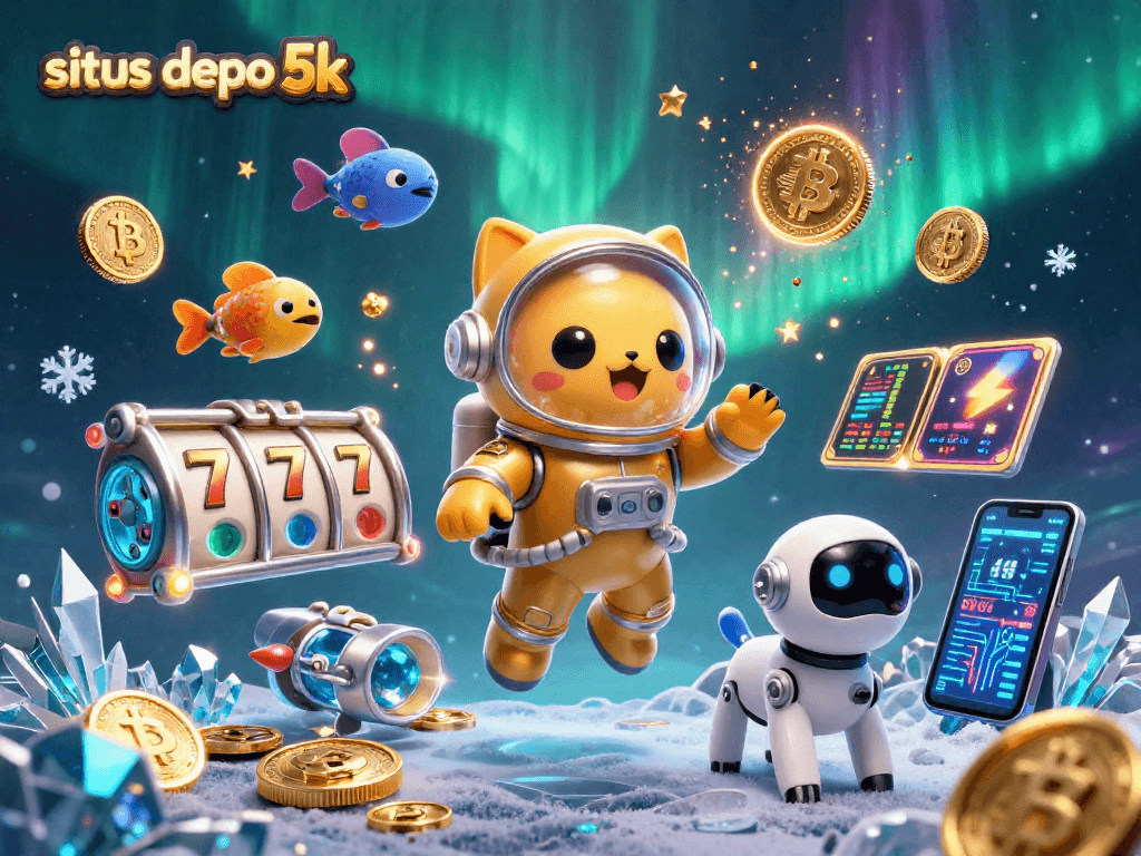 Navigate the exciting world of situs depo 5k with neon coins and dynamic slot elements.