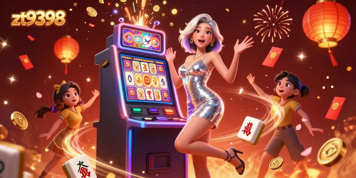 Win big at zt9398 with vibrant slot machines and festive casino elements.