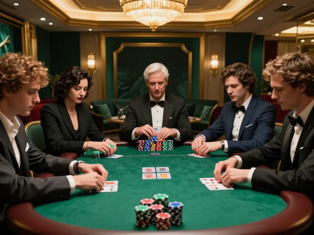 RR99 players engaged in intense poker action at a luxurious table with vibrant chips.