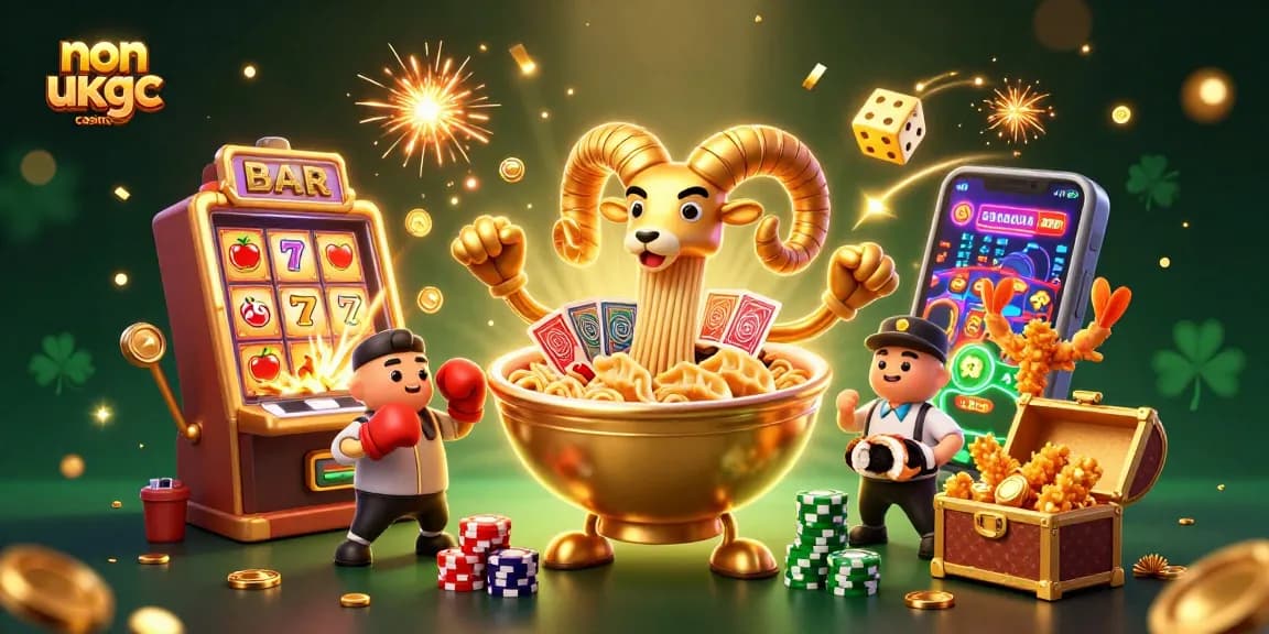 Engage with non ukgc casinos through a vibrant 3D casino scene illustrating game excitement.