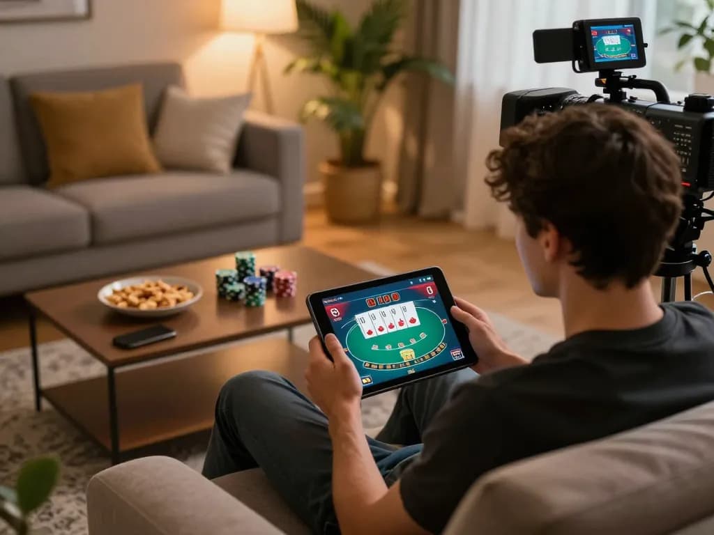 Engaging in online gambling on rik vip with a stylish setup, showcasing excitement and entertainment.