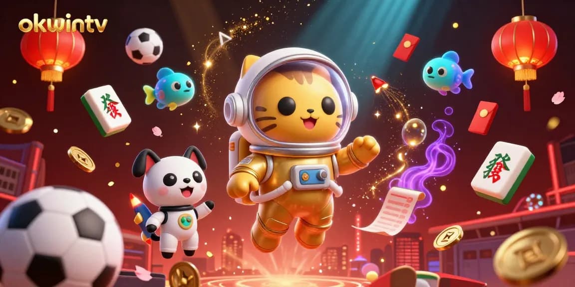 Experience thrilling sports betting on okwintv with a dynamic scene featuring a golden-suited astronaut cat.