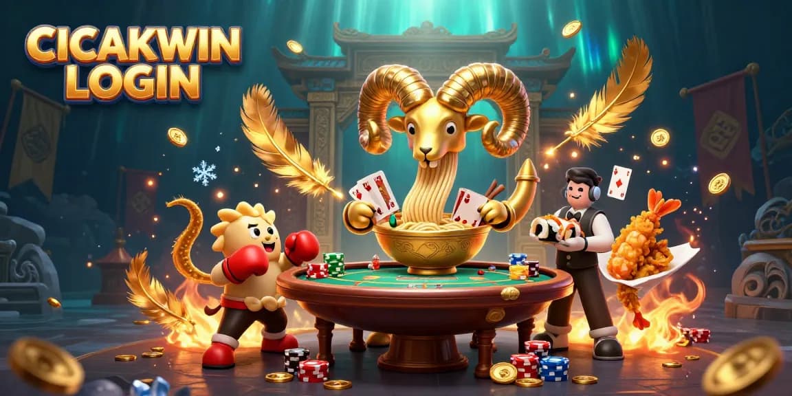 Engage with CICAKWIN LOGIN as vibrant characters celebrate winnings in a dynamic casino scene.