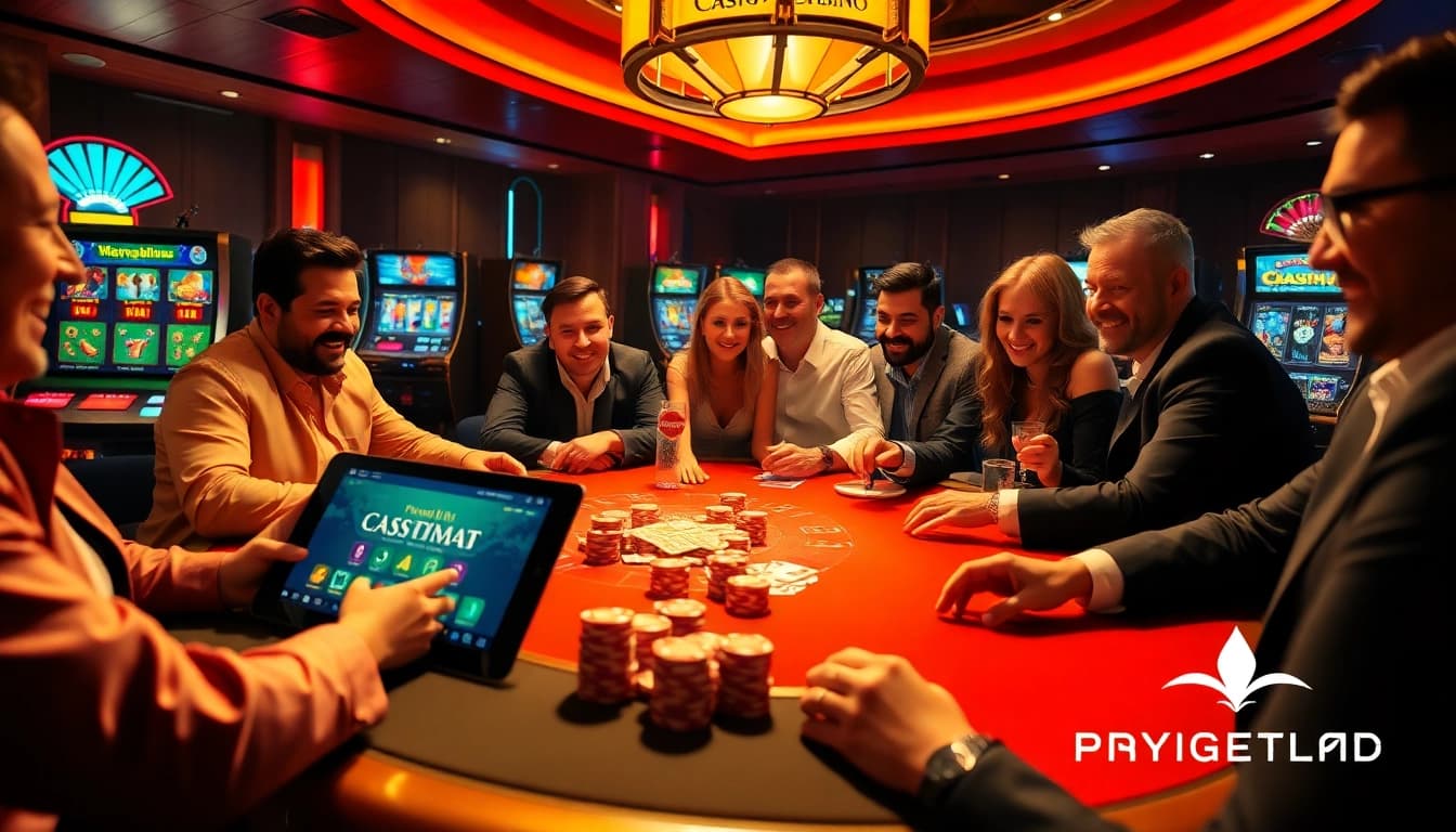 Engage in Pragmatic Play ทดลอง at a vibrant poker table filled with excitement and colorful gameplay.