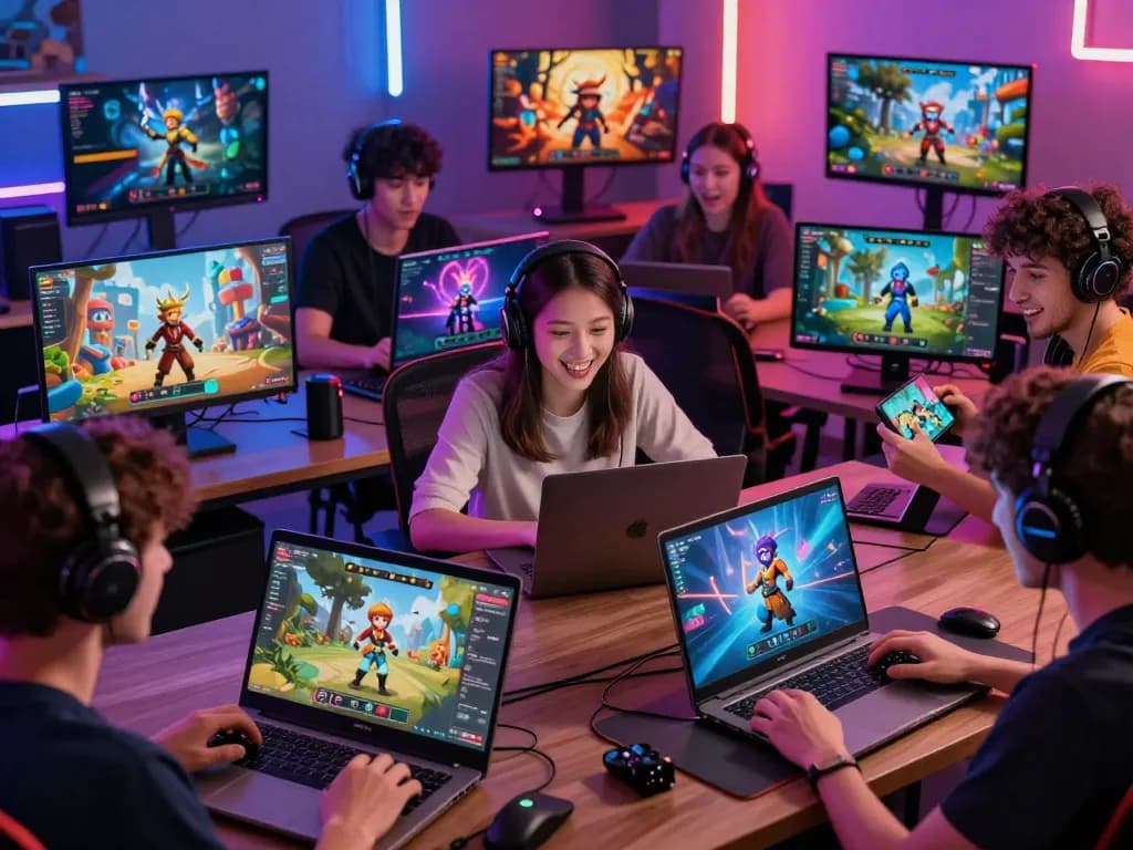 Exciting scene of players enjoying porngames online, showcasing diversity and engagement with interactive genres.