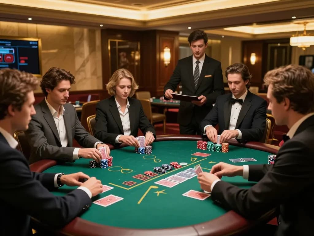 Players strategizing at a blackjack table in 789club casino, showcasing excitement and engagement.