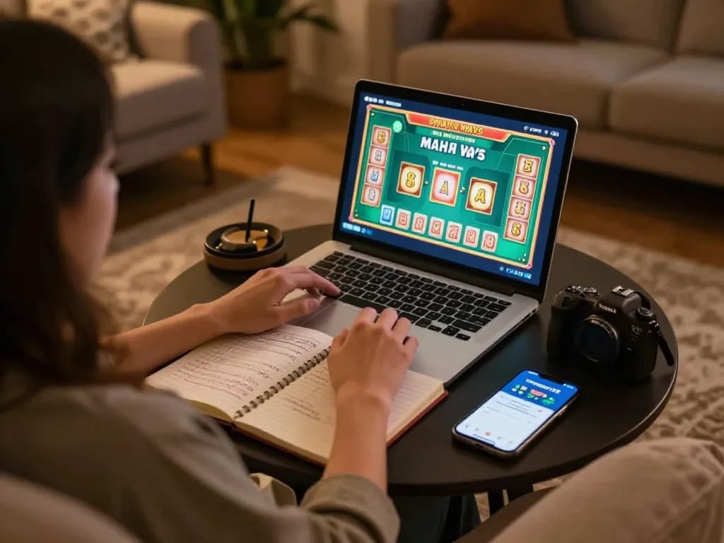 Play Mahjong Ways on Tempo123 for thrilling online slot action in a cozy home setting.