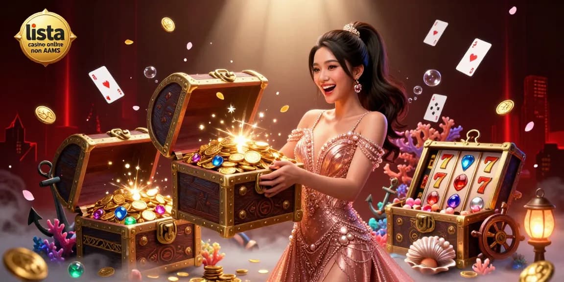 Scopri il brivido di lista casino online non AAMS con tesori vibranti e carte da gioco in dinamico 3D.