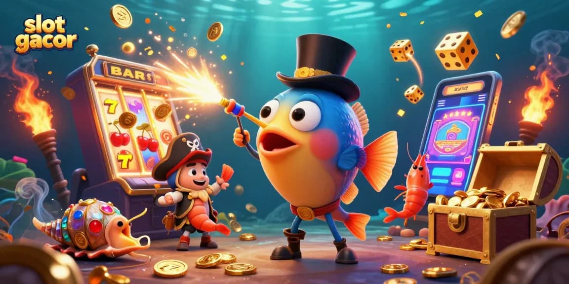Slot gacor menarik perhatian dengan karakter lucu dan mesin slot yang berlimpah koin.