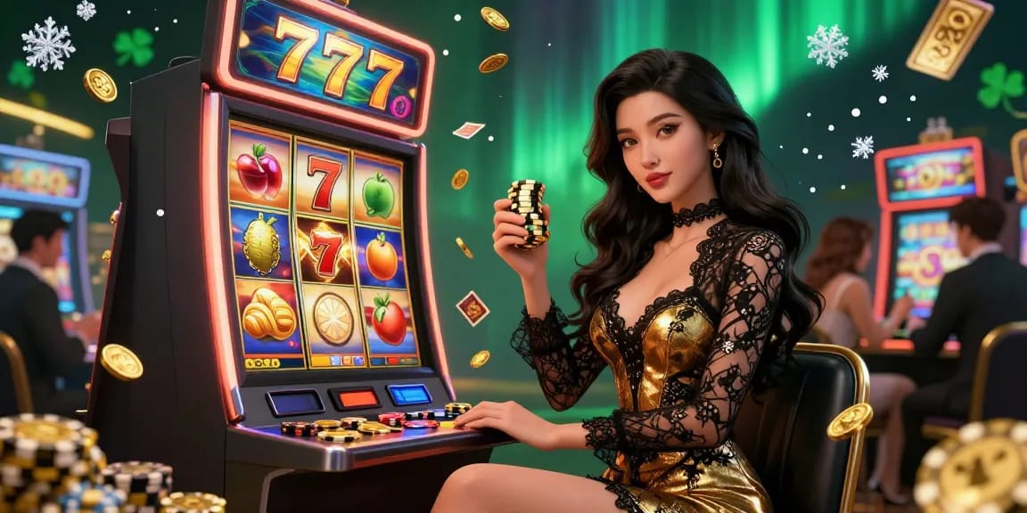 Experience thrilling slot gacor action with high-value chips and spinning reels in a luxurious casino setting.