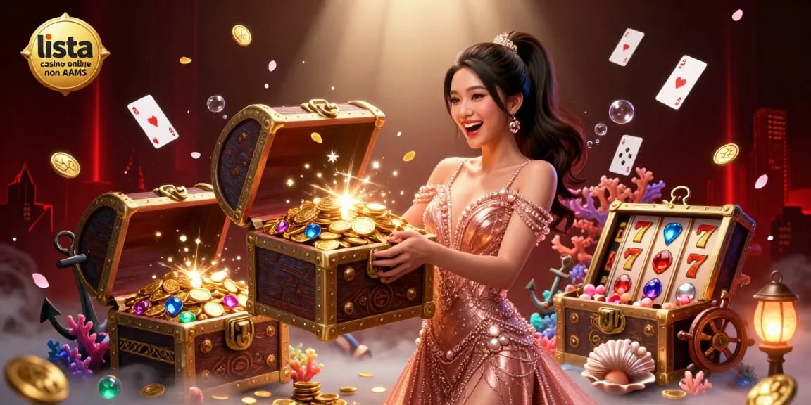 Scopri il brivido di lista casino online non AAMS con tesori vibranti e carte da gioco in dinamico 3D.