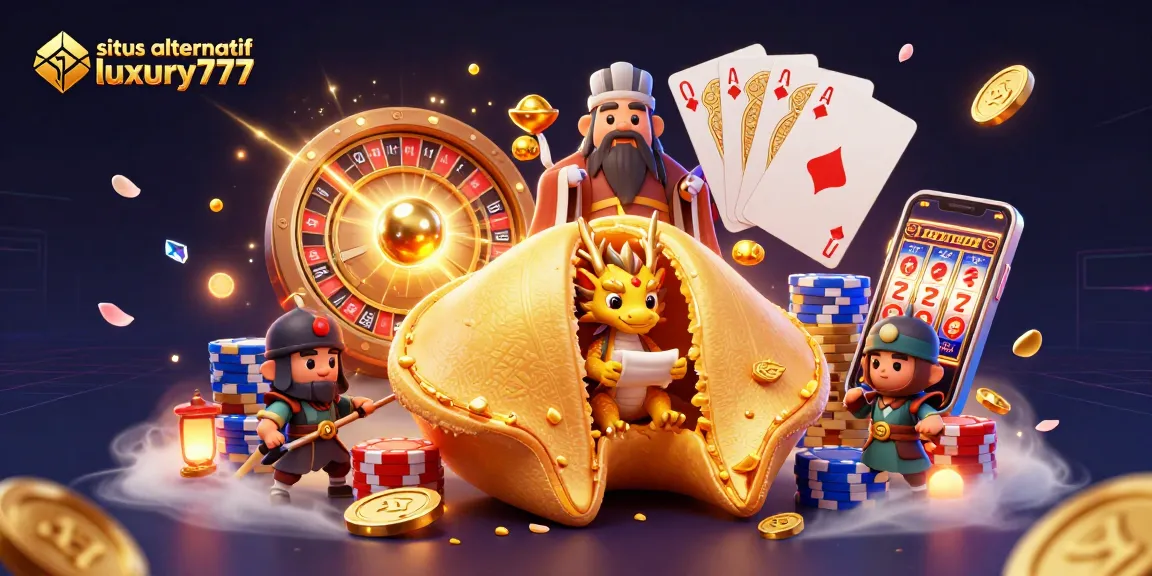 Kumpulan gambar menarik dari situs alternatif luxury777 yang memperlihatkan karakter casino.