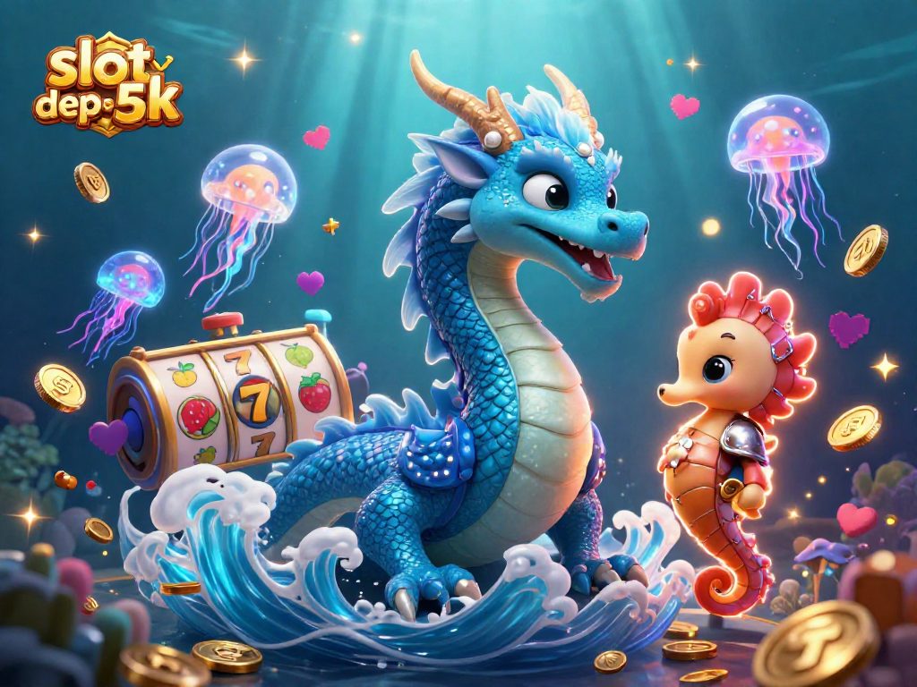 Spin into excitement with slot deposit 5k as vibrant casino elements surround majestic aquatic characters.