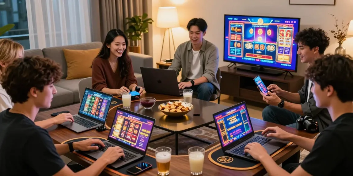 Players experiencing new online casinos with diverse games in a cozy home setting.
