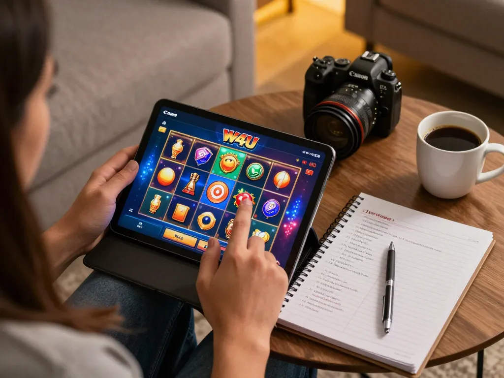 Experience the excitement of W4U casino gaming with a player engaged in an online session.