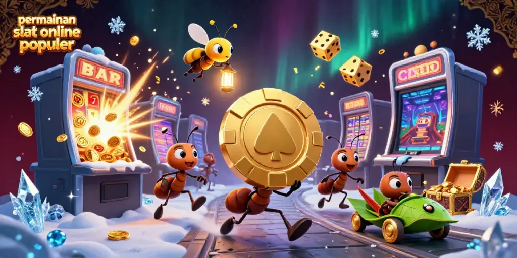 Visual menarik permainan slot online populer dengan karakter lucu dan elemen kasino yang menakjubkan.