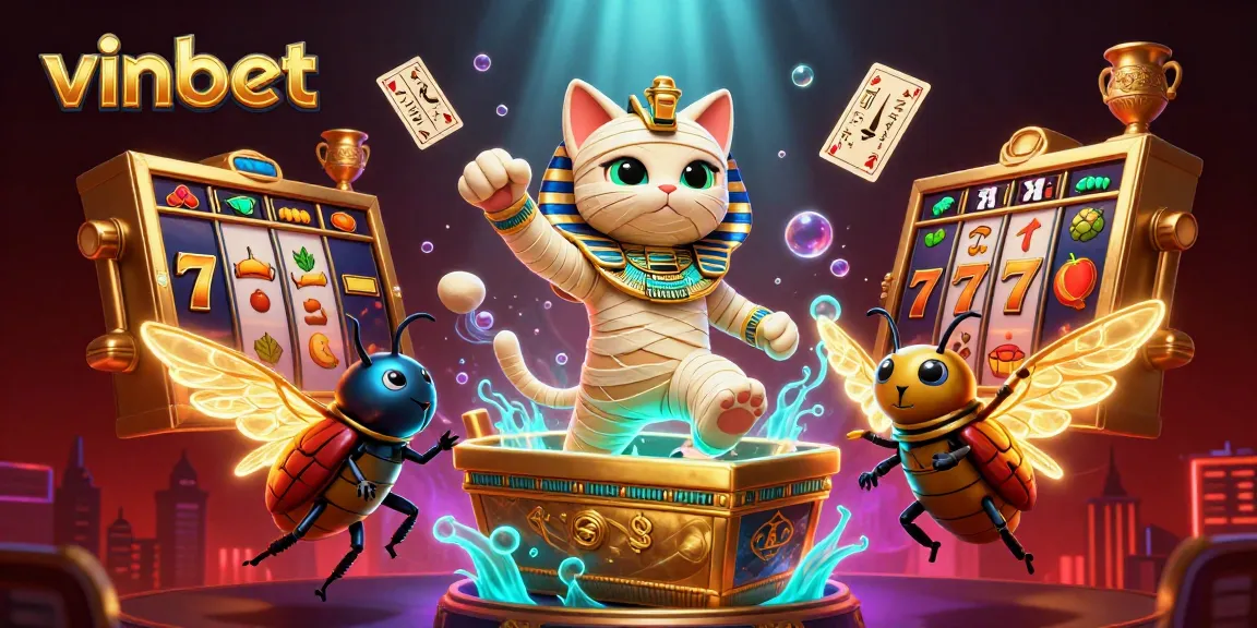 Experience thrilling gameplay at vinbet with a vibrant casino scene featuring dynamic slot machines and mystical elements.