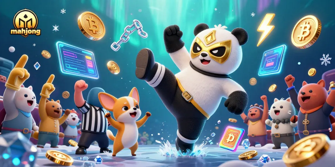 Engaging scene of mahjong players participating in a lively game with tiny animal spectators cheering.