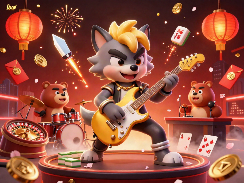Engage with the thrilling live casino experience featuring vibrant characters in action.
