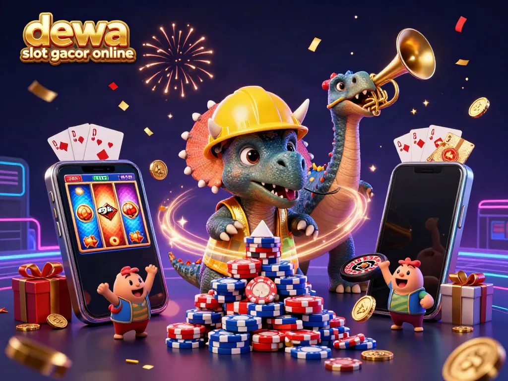 Permainan dewa slot gacor online dimulai dengan triceratops dan parasaurolophus merayakan kemenangan.