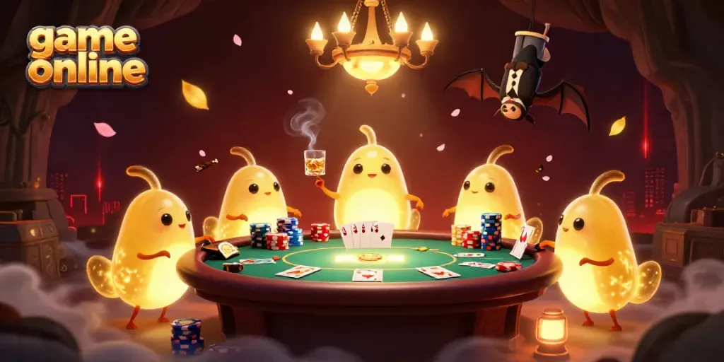 Experience game online excitement with animated glowworms in a vibrant cave casino scene.