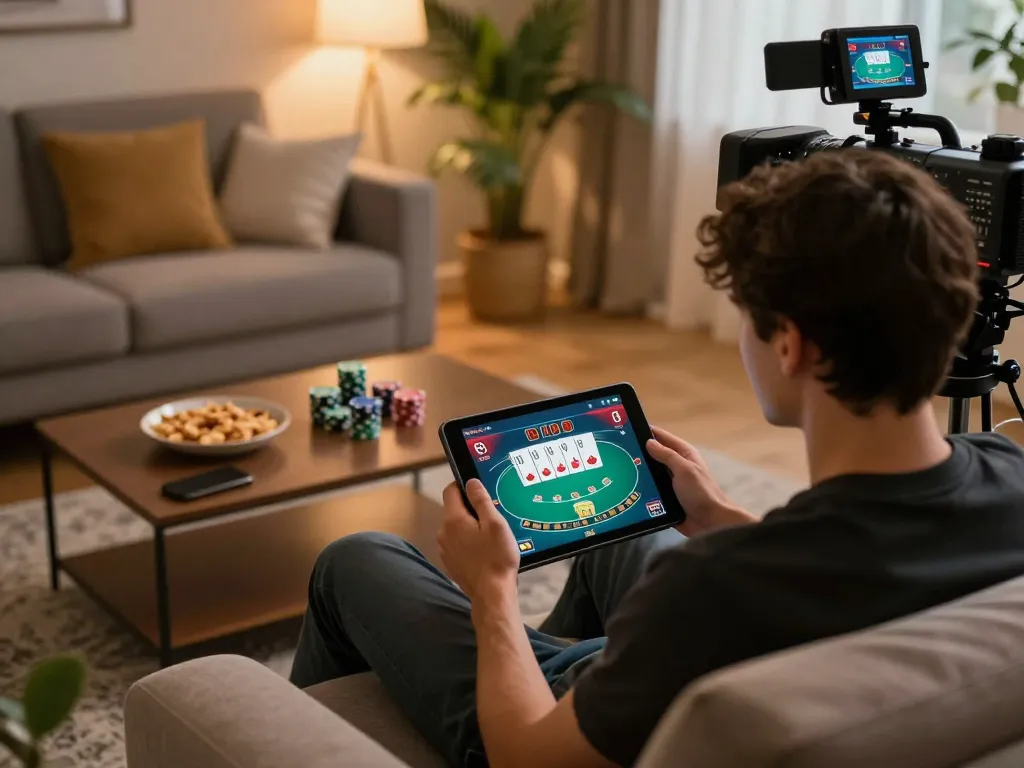 Engaging in online gambling on rik vip with a stylish setup, showcasing excitement and entertainment.