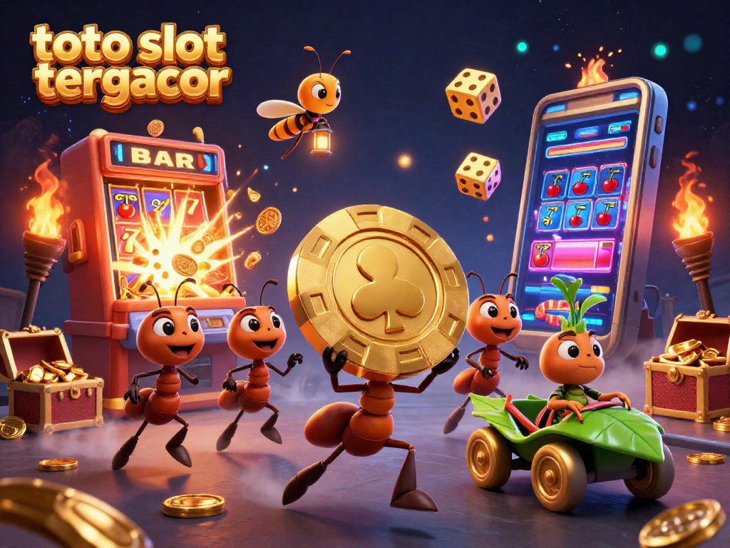 Experience winning thrills with toto slot tergacor in an exciting heist scene featuring ants and casino elements.