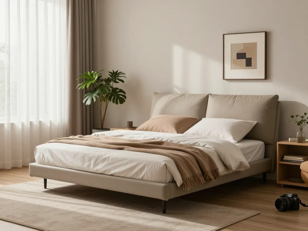 Explore modern interior design with a chic floating bed at https://www.josephineinteriordesign.com/floating-beds/ in a serene bedroom setting.