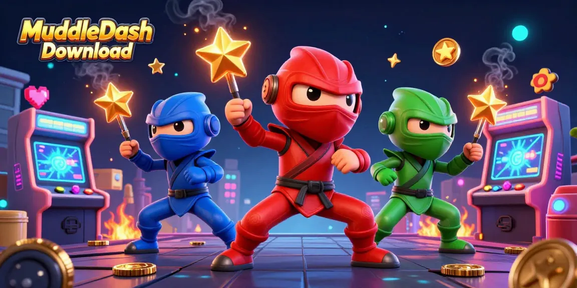 Engage with MuddleDash Download for thrilling gameplay in this vibrant 3D casino-inspired scene.