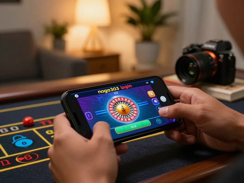 Naga303 login screen shown on smartphone as player prepares to place a bet in online casino.