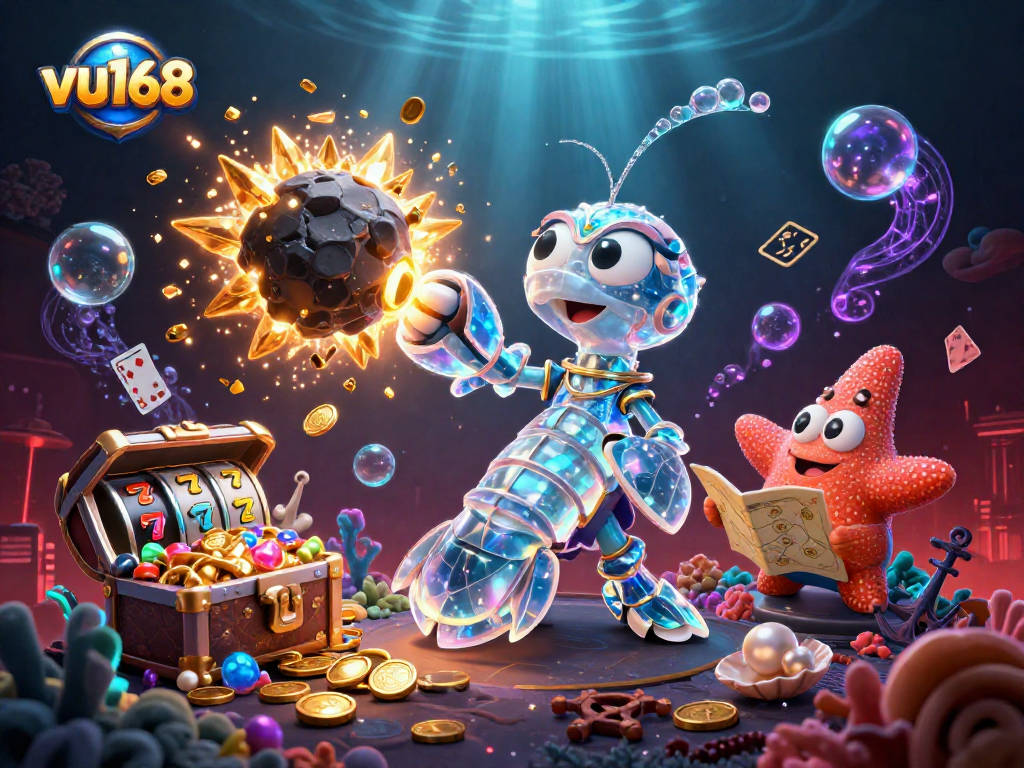 Experience thrilling wins with vu168's exciting slot games amidst a dynamic underwater adventure.